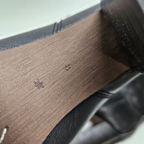 Splendid‎ Leather Stacked Heeled Booties 8 Black Boots Square Toe - Picture 7 of 11